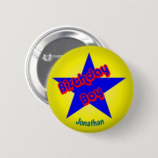 Birthday Boy Cute Personalized Button (Front & Back)