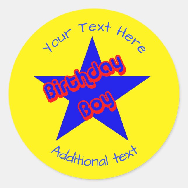 Birthday Boy Cute Personalized Classic Round Sticker (Front)