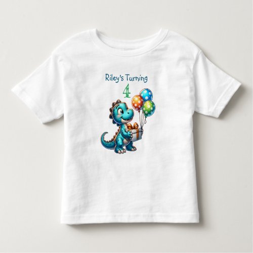 Birthday Boy Dinosaur Name and Age Toddler T_shirt