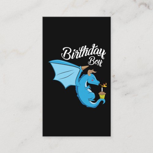 Birthday Boy Dragon Gift Cupcake Candle Fire Business Card