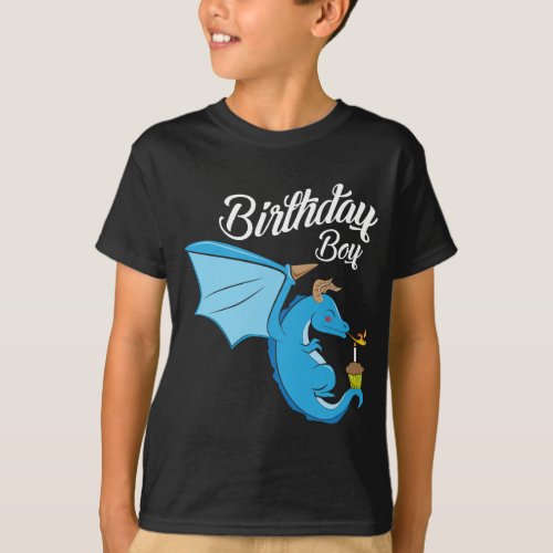 Birthday Boy Dragon Gift Cupcake Candle Fire T_Shirt
