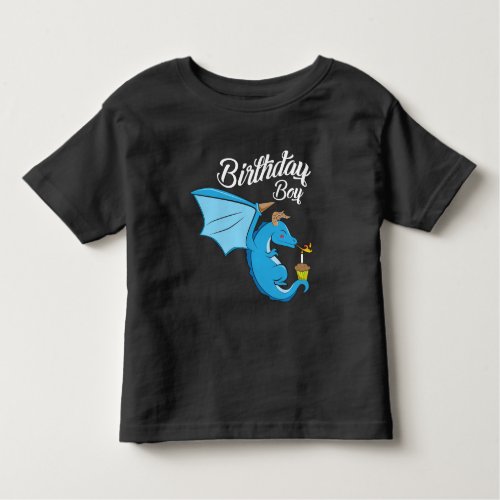 Birthday Boy Dragon Gift Cupcake Candle Fire Toddler T_shirt