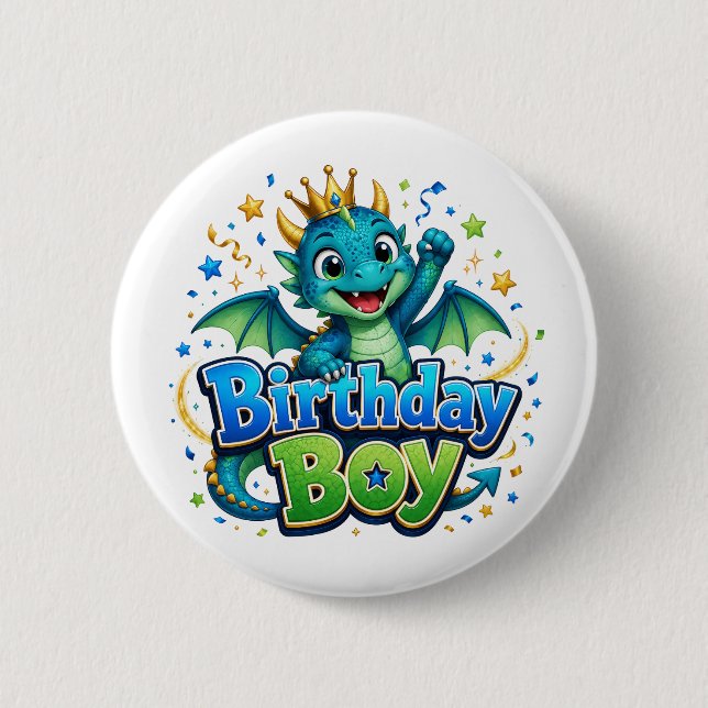Birthday Boy Dragon Prince Button (Front)