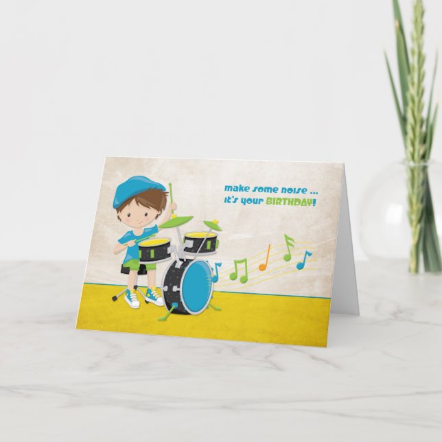 Birthday Boy, Drummer, Music Card (Front)