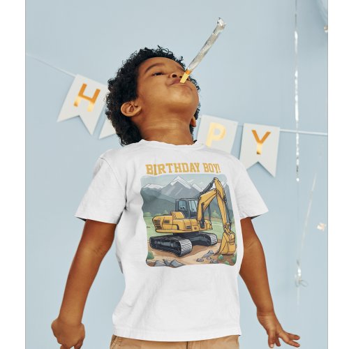 Birthday Boy Excavator Equipment Construction  T_Shirt