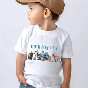 Birthday Boy Farm Animals Tractor T-Shirt