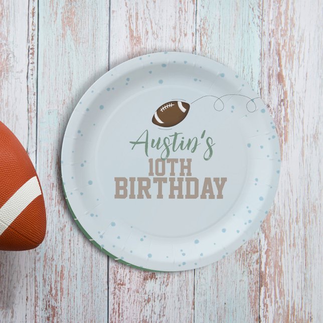 Birthday Boy Football Party Personalized Paper Plates (Creator Uploaded)