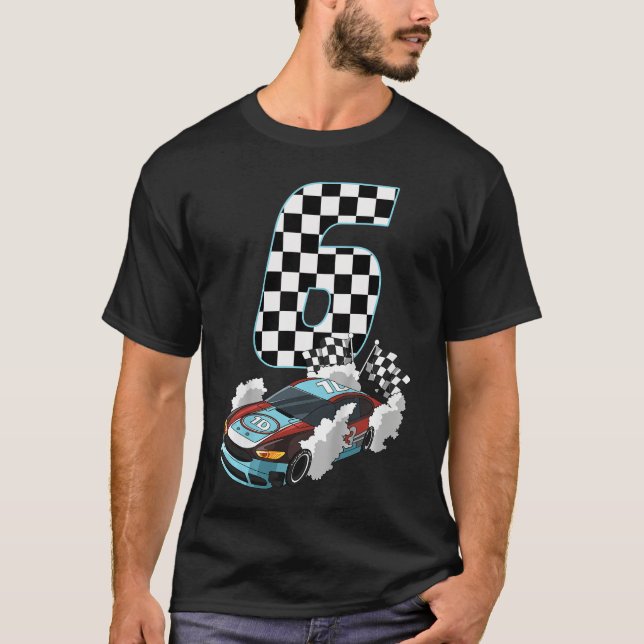 Birthday Boy Girl 6 Six Race 6th Birthday Racing F T-Shirt (Front)