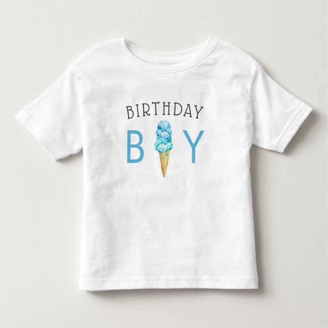 Birthday Boy Ice Cream Name Age Toddler T-shirt