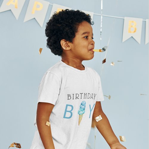 Birthday Boy Ice Cream Name Age Toddler T_shirt