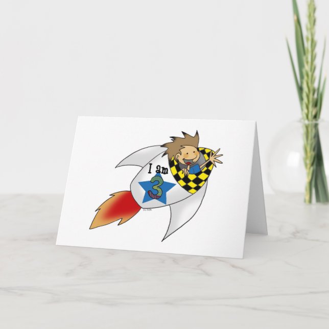 Birthday boy in a rocket card (Front)