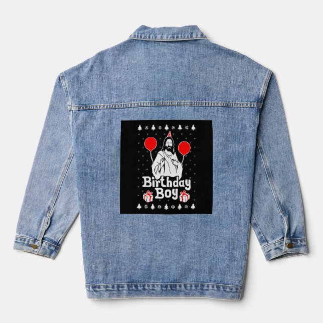 Birthday Boy Jesus Christmas Denim Jacket (Back)