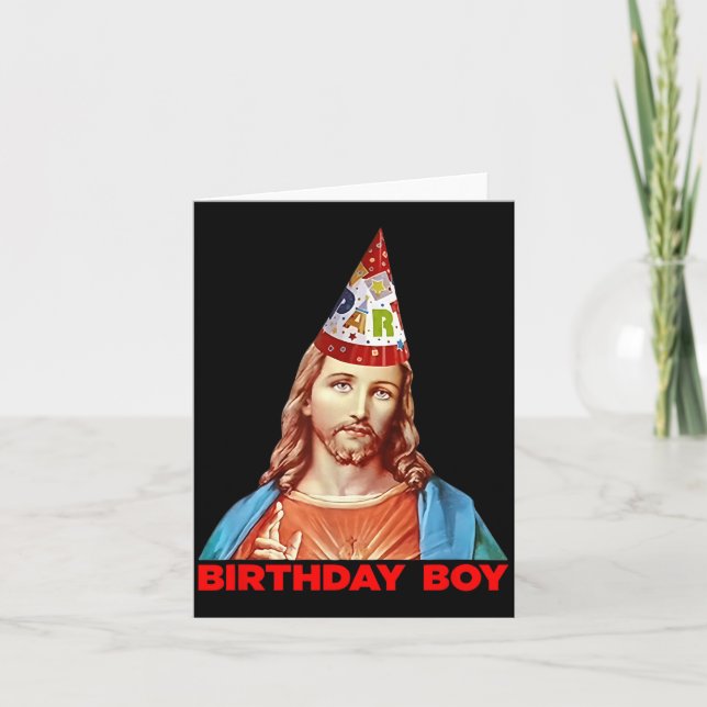 Birthday Boy Jesus Funny Christmas Party Hat  Card (Front)