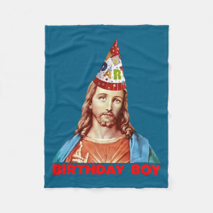 Birthday Boy Jesus Funny Christmas Party Hat Long  Fleece Blanket