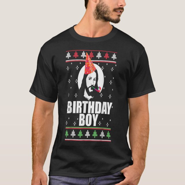 BIRTHDAY BOY JESUS Funny Ugly Christmas Sweater De (Front)