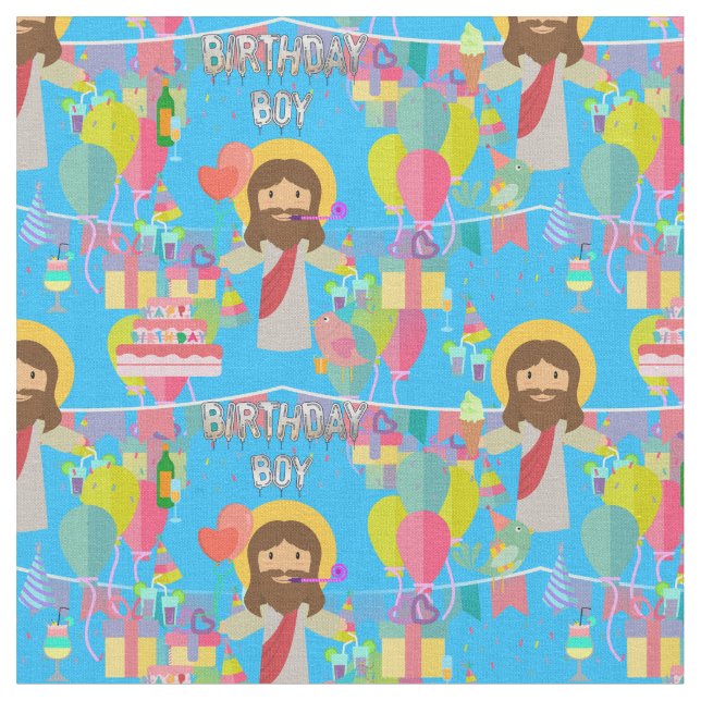 birthday boy jesus xmas fabric (Close Up)