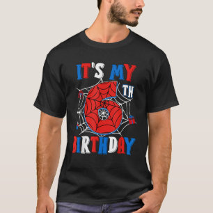 Birthday Boy Kid It s My 6th Birthday Spider Web 6 T-Shirt