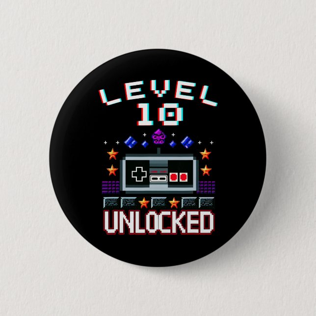 Birthday Boy Level 10 Unlocked Funny Video Game Ga Button (Front)