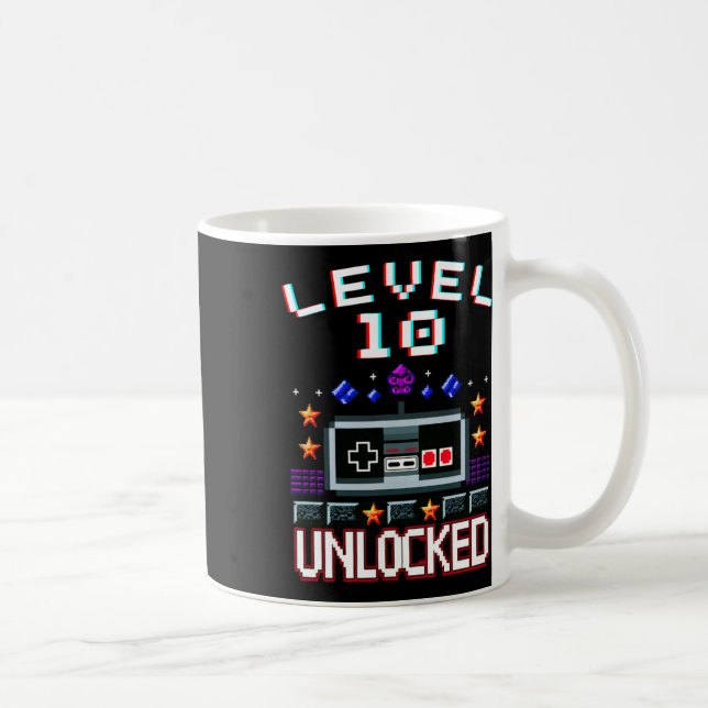 Birthday Boy Level 10 Unlocked Funny Video Game Ga Coffee Mug (Right)