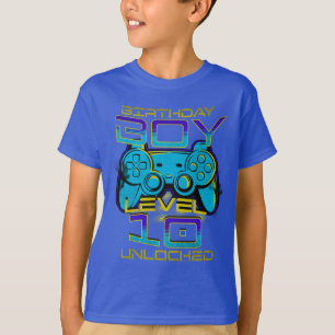 Birthday Boy Level 10 Unlocked T-Shirt- Gamer Kids T-Shirt