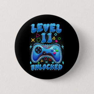 Birthday Boy Level 11 Unlocked Video Gamer 11 Year Button