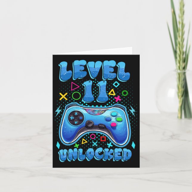 Birthday Boy Level 11 Unlocked Video Gamer 11 Year Card (Front)