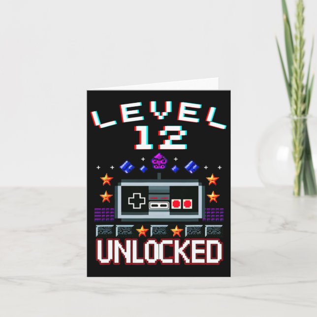 Birthday Boy Level 12 Unlocked Funny Video Game Ga Card (Front)