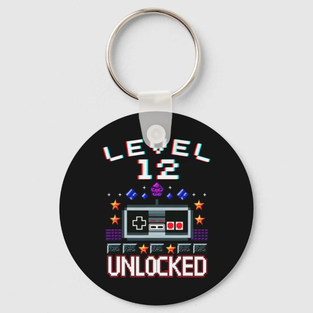Birthday Boy Level 12 Unlocked Funny Video Game Ga Keychain (Front)