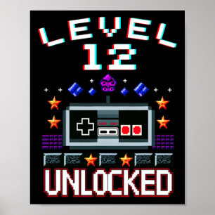 Birthday Boy Level 12 Unlocked Funny Video Game Ga Poster
