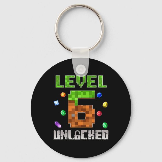 Birthday Boy Level 6 Unlocked 6th Birthday Game Pi Keychain (Front)