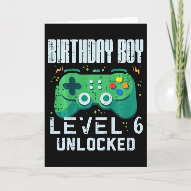 Birthday Boy Level 6 Unlocked Gamer Controller 6th Card (Front)