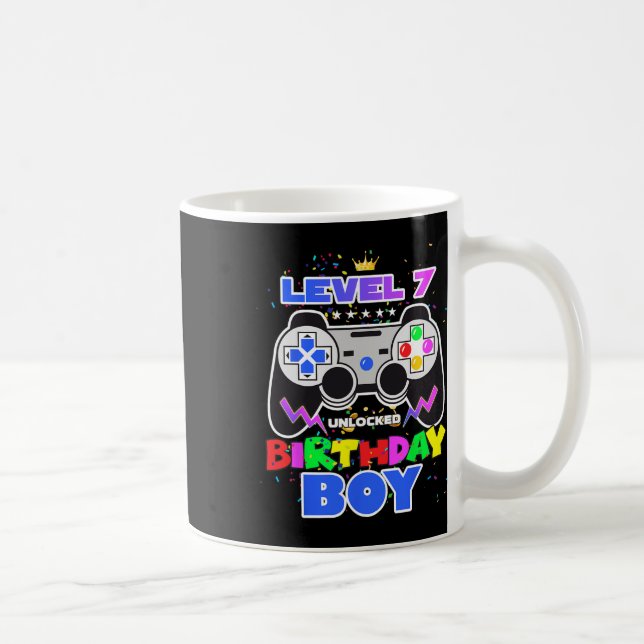 Birthday Boy Level 7 Unlocked Video Game 7th Birth Coffee Mug (Right)