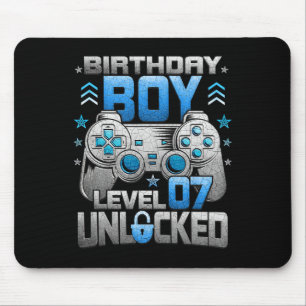 Birthday Boy Level 7 Unlocked Video Game Party Mouse Pad