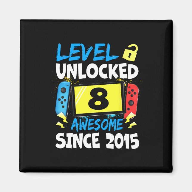 Birthday Boy Level 8 Unlocked Awesome 2015 Video G Magnet (Front)