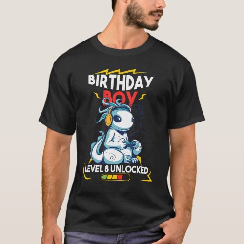 Birthday Boy Level 8 Unlocked Panda 8th Video Game T_Shirt