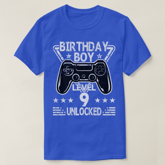 Birthday Boy Level 9 Unlocked 9th Birthday Video G T-Shirt (Design Front)