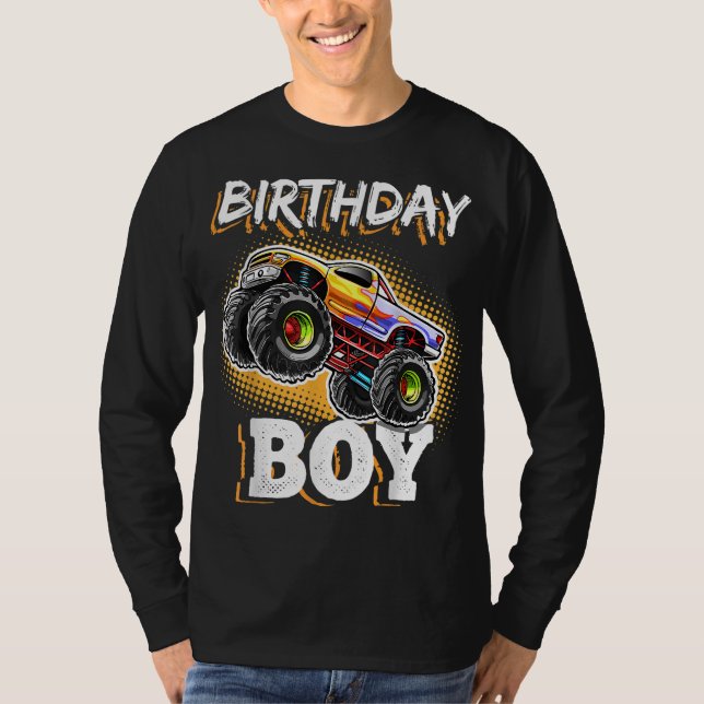 Birthday Boy Monster Truck Birthday Party Gift for T-Shirt (Front)