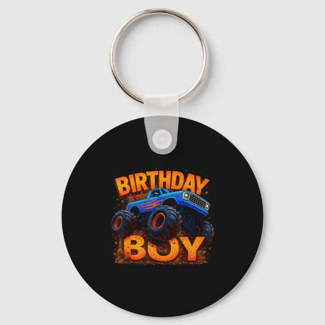Birthday Boy Monster Truck Funny Family Matching  Keychain (Front)