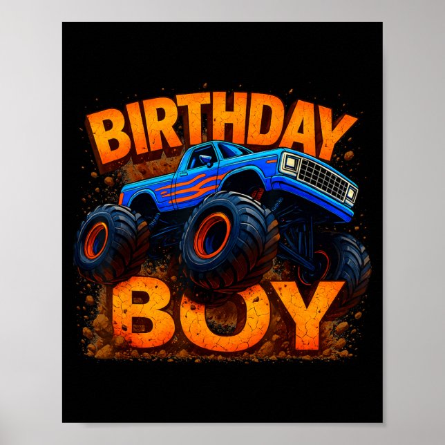 Birthday Boy Monster Truck Funny Family Matching  Poster (Front)