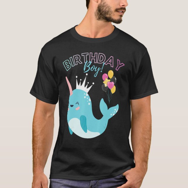 Birthday Boy Narwhals Boys Kids Birthday Party Sq T-Shirt (Front)