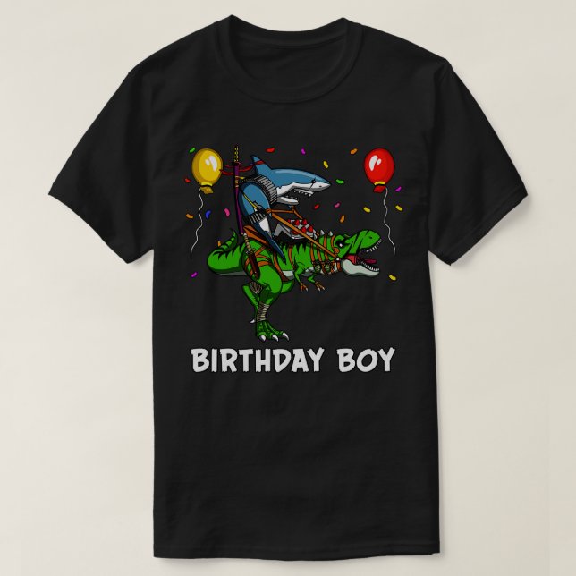 Birthday Boy Ninja Riding Dinosaur T-Shirt (Design Front)