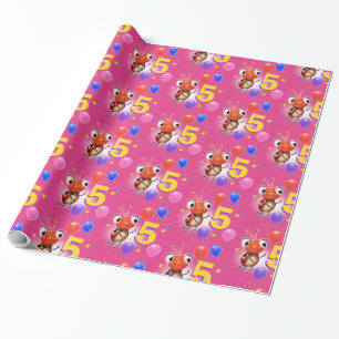Birthday Boy or Girl age 5 Ladybug wrapping paper. Wrapping Paper