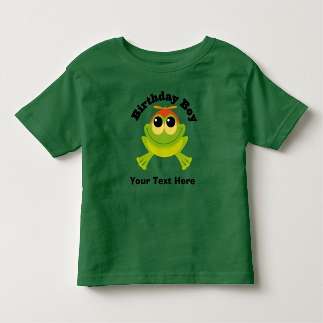 Birthday Boy Personalized Frog Toddler T-shirt (Front)