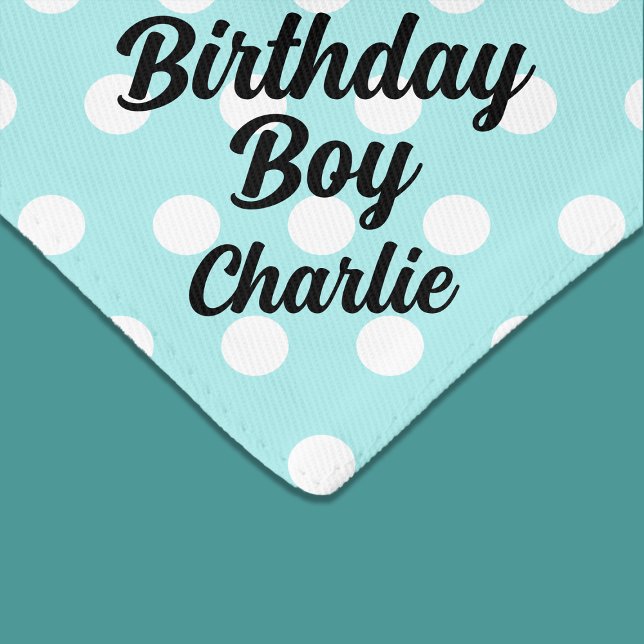 Birthday Boy Pet Cat with Name Blue Polka Dot  Pet Bandana Collar (Creator Uploaded)