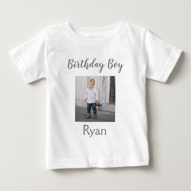 Birthday Boy Photo Baby T-Shirt (Front)