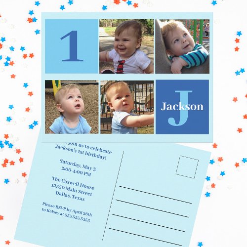 Birthday Boy Photo Custom Kids Party Invitation Postcard