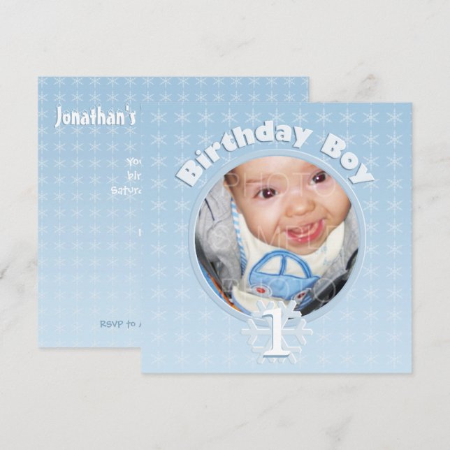 Birthday Boy Photo Winter Onederland Invitation (Front/Back)