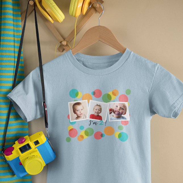 Birthday Boy Photos and Polka Dots Custom Age Toddler T-shirt (Creator Uploaded)