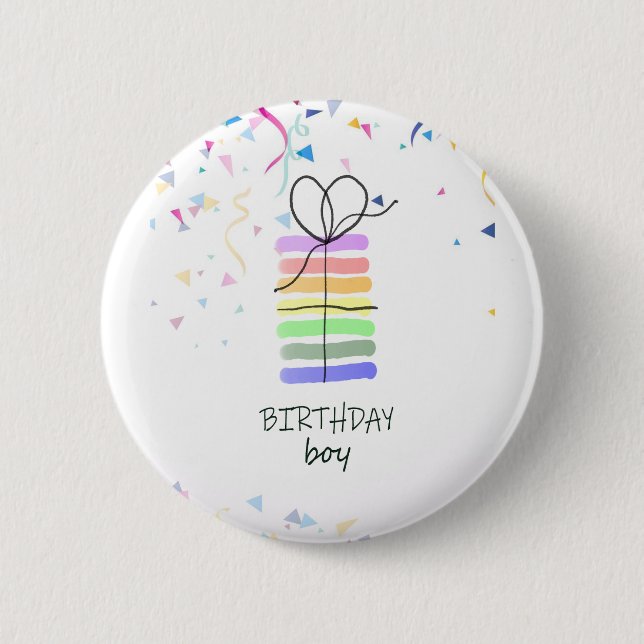 Birthday Boy Pin with Confetti (Front)