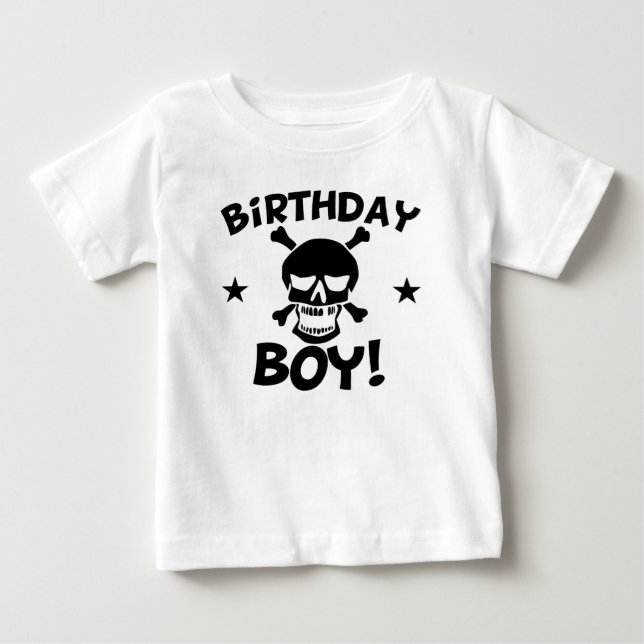 Birthday Boy Pirate Skull Baby T-Shirt (Front)